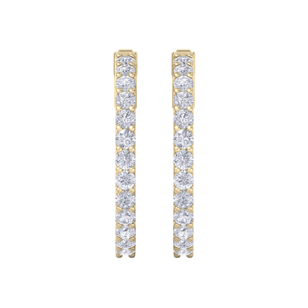 Diamond eternity hoop earrings in rose gold with white diamonds of 2.92 ct in weight