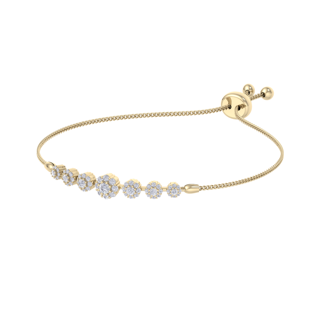 Diamond bolo bracelet in rose gold with white diamonds of 0.86 ct in weight