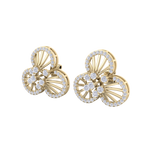 Load image into Gallery viewer, Flower shaped stud earrings in rose gold with white diamonds of 0.84 ct in weight