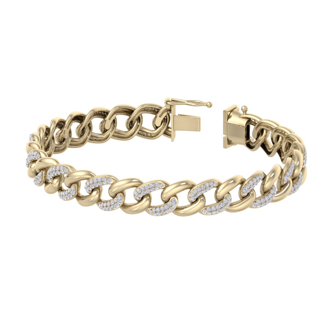 Diamond curb chain link bracelet in rose gold with white diamonds of 1.82 ct in weight