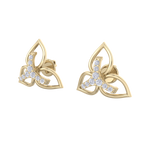 Load image into Gallery viewer, Flower shaped stud earrings in yellow gold with white diamonds of 0.24 ct in weight