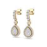 Load image into Gallery viewer, Pear drop earrings in yellow gold with white diamonds in 0.79 ct in weight