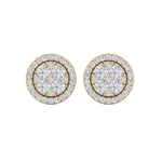 Load image into Gallery viewer, Round cluster stud earrings in yellow gold with white diamonds of 0.98 ct in weight