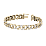 Load image into Gallery viewer, Diamond curb chain link bracelet in yellow gold with white diamonds of 1.82 ct in weight