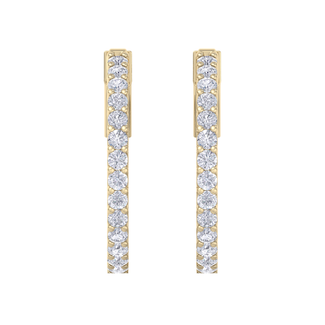 Diamond eternity hoop earrings in yellow gold with white diamonds of 1.50 ct in weight