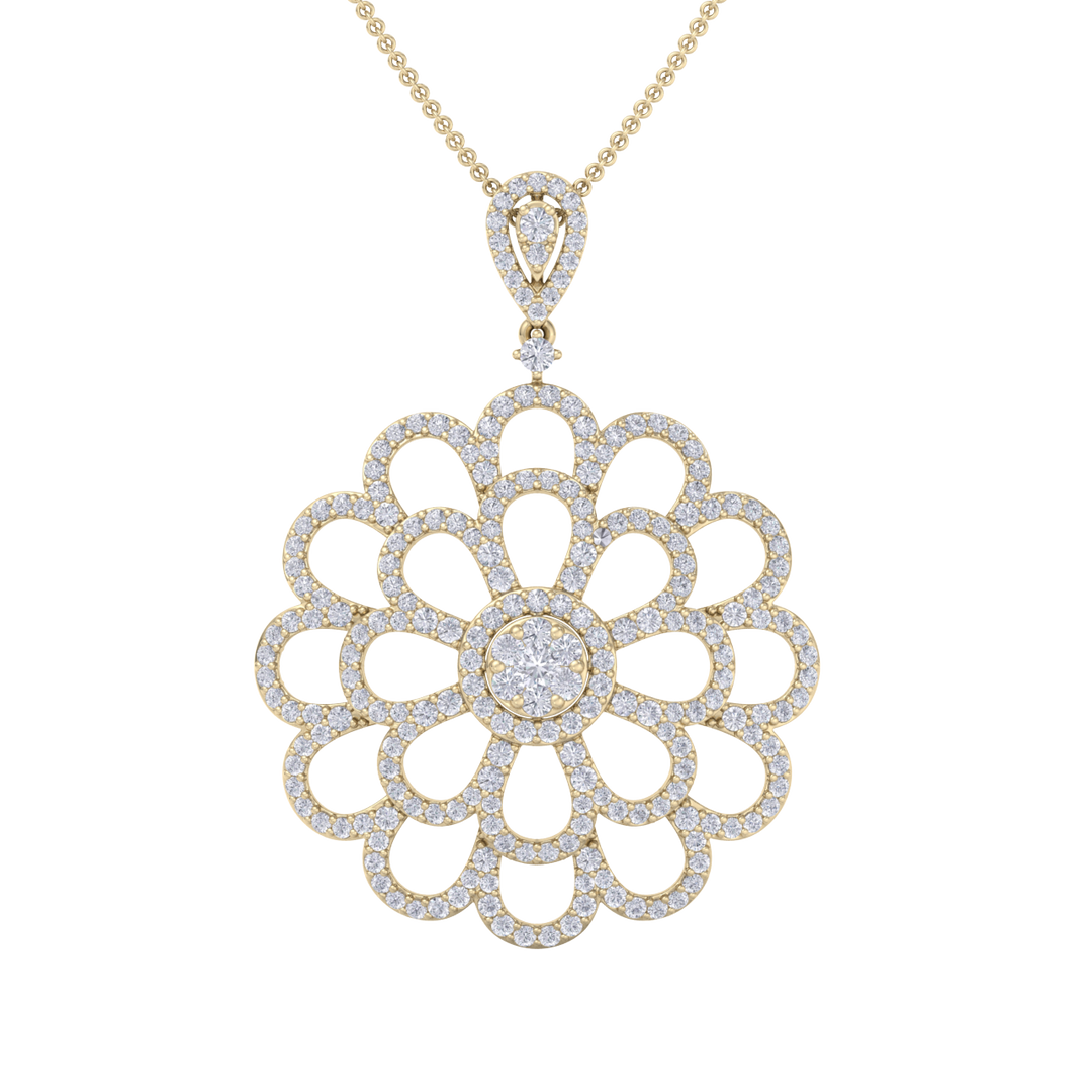 Flower Pendant in white gold with white diamonds of 2.38 ct in weight