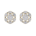Load image into Gallery viewer, Flower stud earrings in yellow gold with white diamonds of 2.47 ct in weight