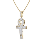 Load image into Gallery viewer, Ankh pendant in yellow gold with white diamonds of 1.77 ct in weight