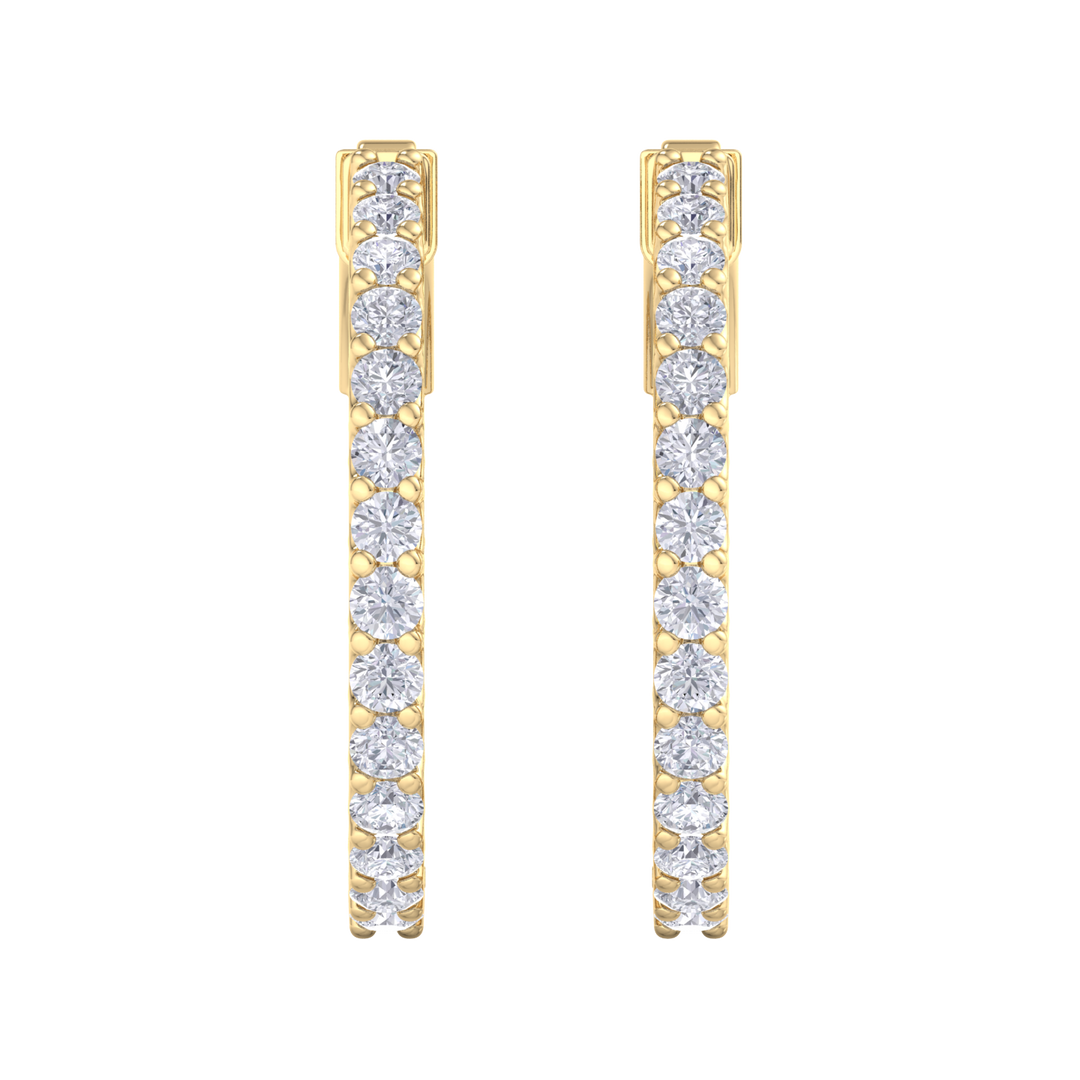 Diamond eternity hoop earrings in rose gold with white diamonds of 2.00 ct in weight