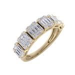 Load image into Gallery viewer, Baguette half eternity ring in yellow gold with white diamonds of 2.28 ct in weight