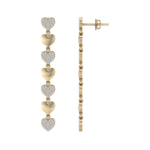 Load image into Gallery viewer, Dangle earrings with gold hearts in white gold with white diamonds of 1.01 ct in weight