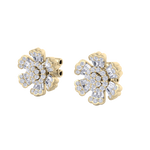 Load image into Gallery viewer, Flower stud earrings in yellow gold with white diamonds of 0.78 ct in weight
