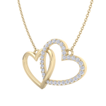 Load image into Gallery viewer, Cute hearts necklace in white gold with white diamonds of 0.61 ct in weight