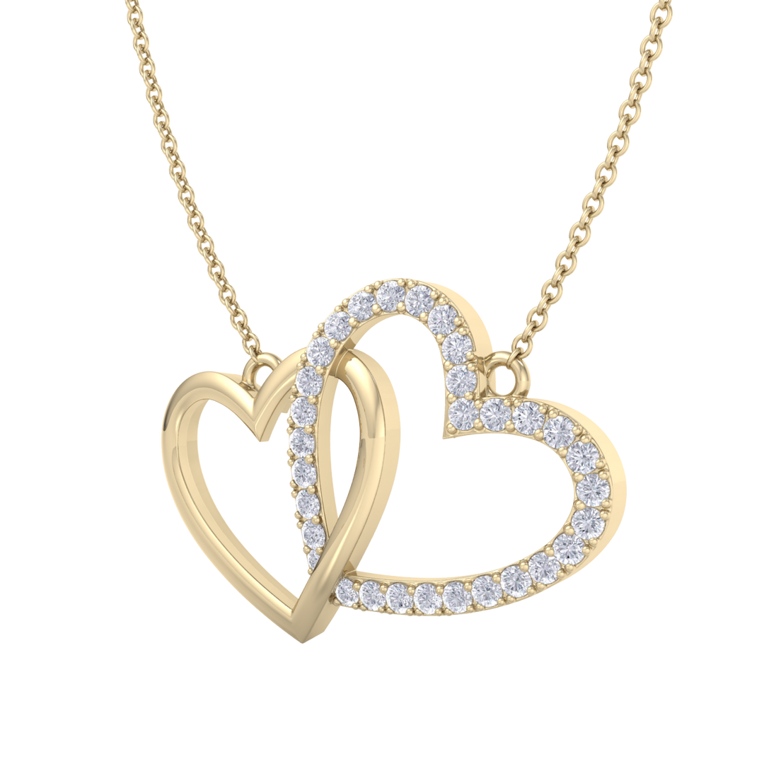 Cute hearts necklace in white gold with white diamonds of 0.61 ct in weight