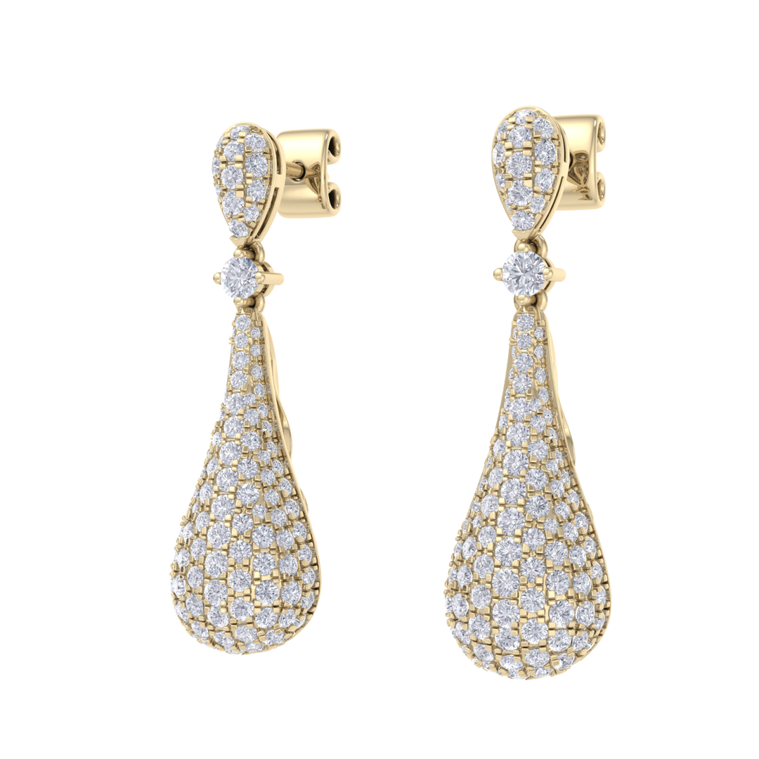 Diamond chandelier earrings in rose gold with white diamonds of 1.73 ct in weight