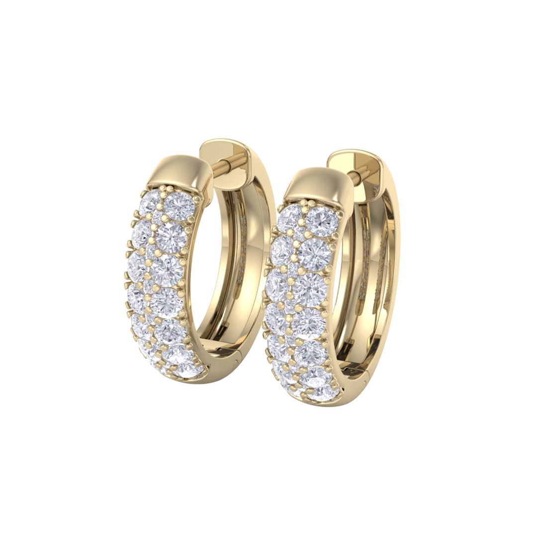 Diamond huggies earrings in yellow gold with white diamonds of 0.99 ct in weight