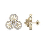 Load image into Gallery viewer, Flower shaped stud earrings in rose gold with white diamonds of 0.84 ct in weight