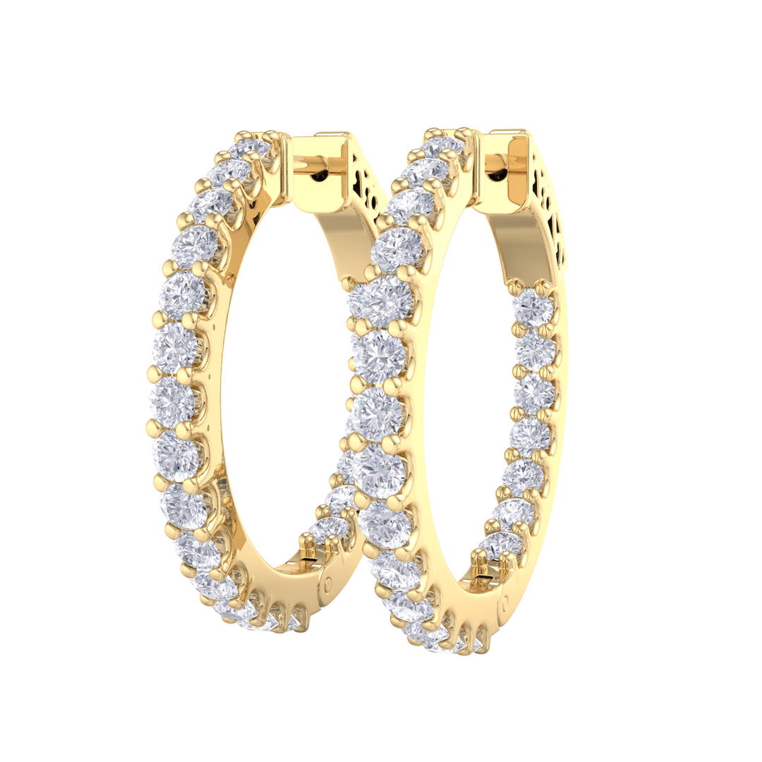 Diamond eternity hoop earrings in yellow gold with white diamonds of 2.00 ct in weight