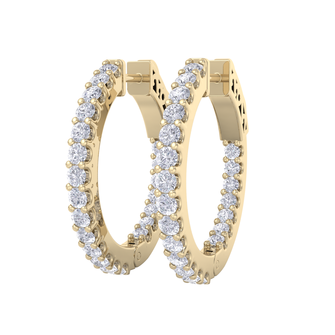 Diamond eternity hoop earrings in rose gold with white diamonds of 1.50 ct in weight