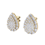 Load image into Gallery viewer, Drop cluster earrings in rose gold with white diamonds of 1.55 ct in weight