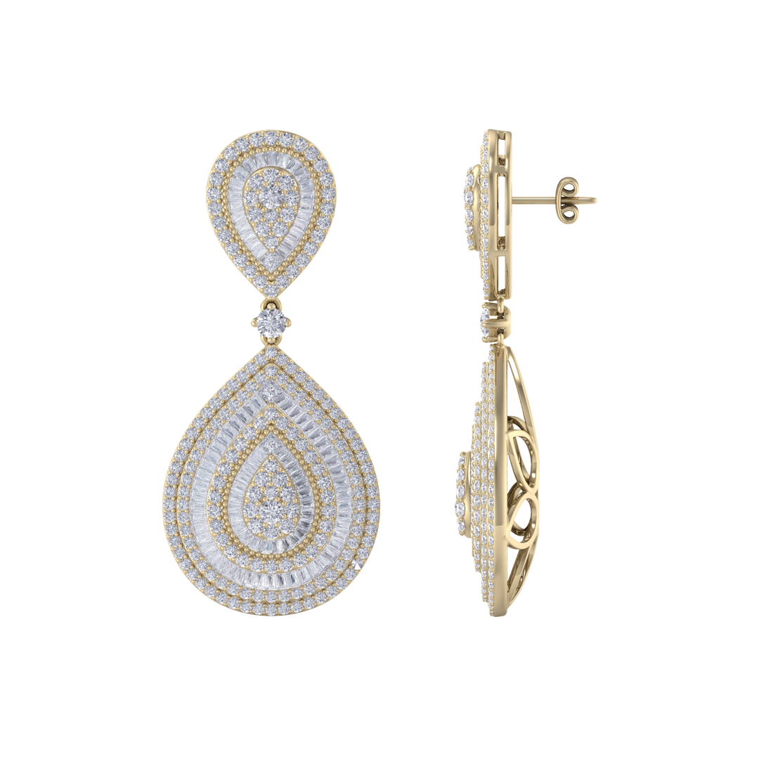 Diamond chandelier earrings in white gold with white diamonds of 8.15 ct in weight