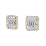 Load image into Gallery viewer, Square earrings in yellow gold with baguette white diamonds of 0.89 ct in weight