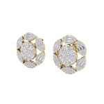 Load image into Gallery viewer, Flower stud earrings in yellow gold with white diamonds of 2.47 ct in weight