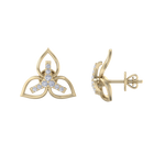 Load image into Gallery viewer, Flower shaped stud earrings in yellow gold with white diamonds of 0.24 ct in weight