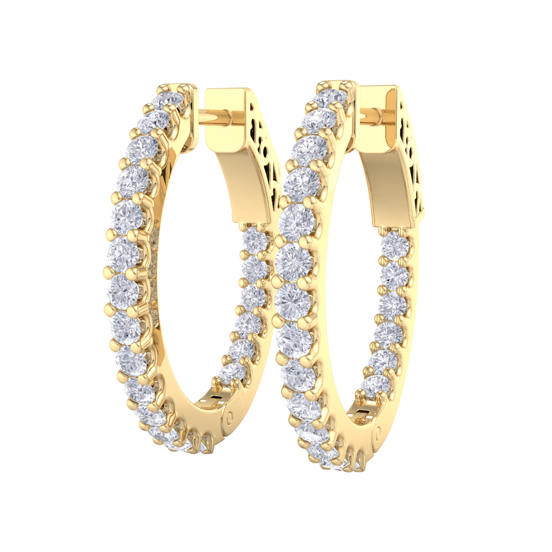 Diamond eternity hoop earrings in yellow gold with white diamonds of 1.00 ct in weight