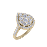 Load image into Gallery viewer, Pear cluster ring in yellow gold with white diamonds of 0.98 ct in weight
