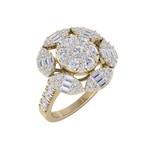 Load image into Gallery viewer, Diamond flower ring in yellow gold with white diamonds of 1.52 ct in weight