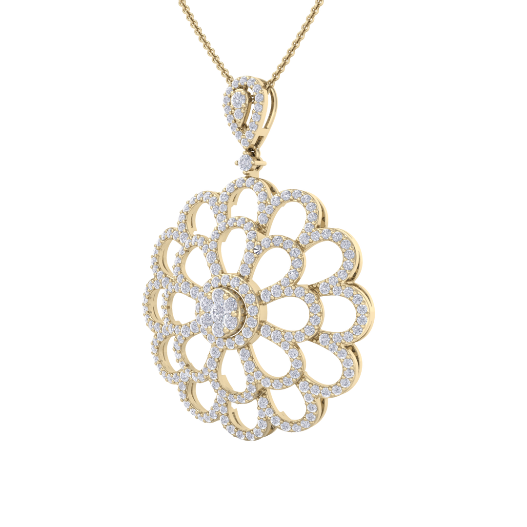 Flower Pendant in rose gold with white diamonds of 2.38 ct in weight