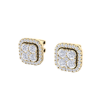 Load image into Gallery viewer, Square cluster stud earrings in rose gold with white diamonds of 1.00 ct in weight