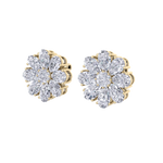 Load image into Gallery viewer, Flower stud earrings in yellow gold with white diamonds of 6.18 ct in weight