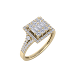 Load image into Gallery viewer, Square cluster engagement diamond ring in white gold with white diamonds of 0.61 ct in weight