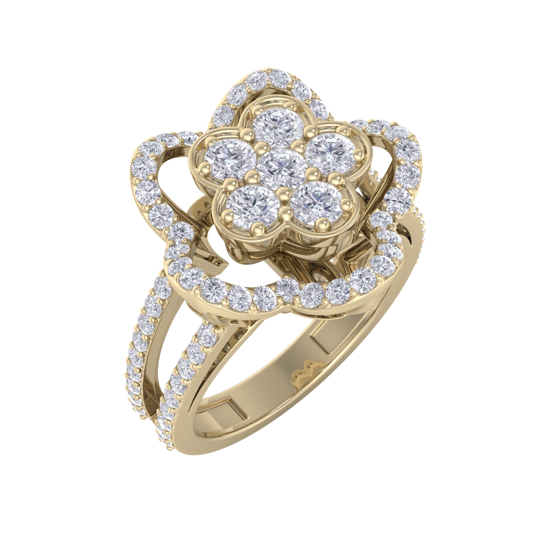 Elegant Diamond ring in yellow gold with white diamonds of 0.89 ct in weight