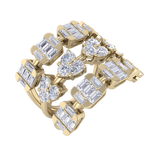 Load image into Gallery viewer, Triple band hearts ring in rose gold with white diamonds of 3.24 ct in weight