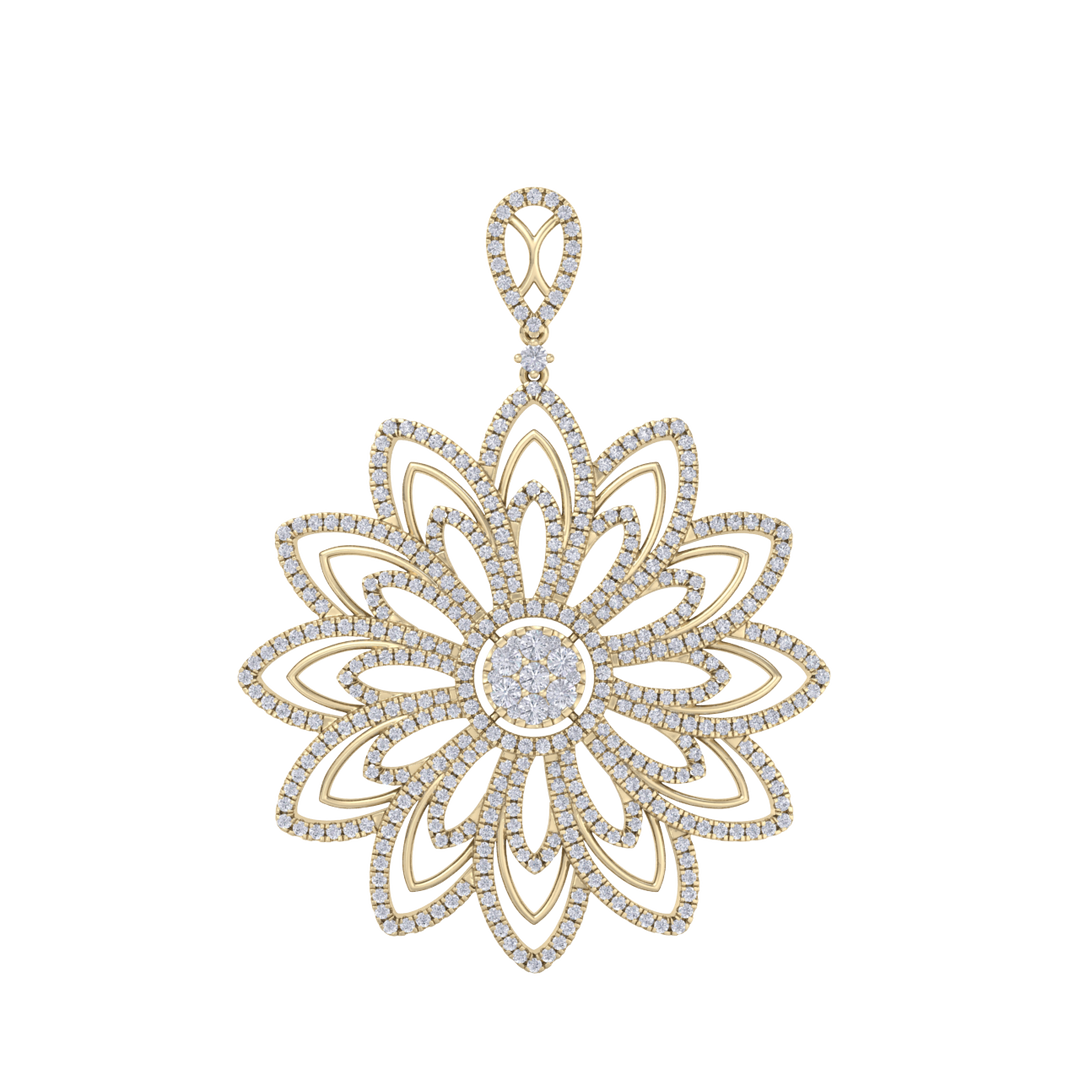 Diamond flower pendant in rose gold with white diamonds of 3.35 ct in weight