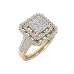 Load image into Gallery viewer, Square cluster engagement ring in yellow gold with white diamonds of 0.68 ct in weight