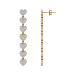 Load image into Gallery viewer, Dangle earrings with hearts in yellow gold with white diamonds of 1.78 ct in weight