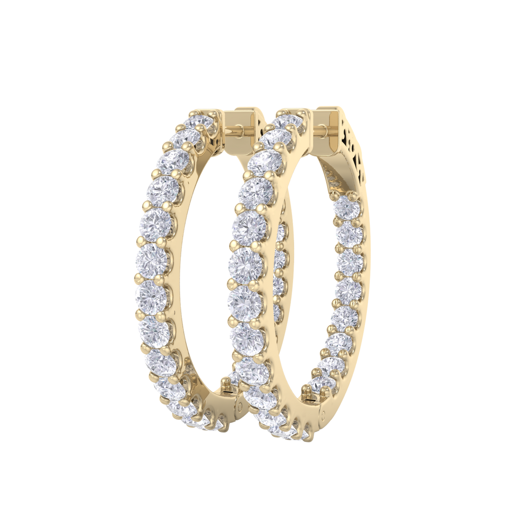 Diamond eternity hoop earrings in rose gold with white diamonds of 2.92 ct in weight