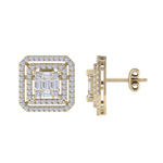 Load image into Gallery viewer, Square earrings in yellow gold with baguette white diamonds of 0.78 ct in weight