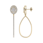 Load image into Gallery viewer, Dangle hoop earrings in rose gold with white diamonds of 1.75 ct in weight