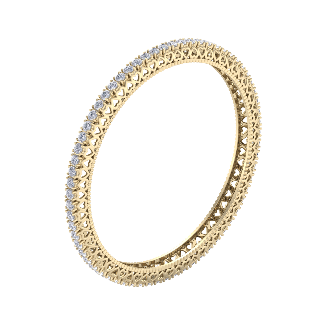 Classic diamond bangle with hearts in rose gold with white diamonds of 13.60 ct in weight