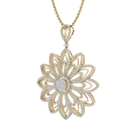 Load image into Gallery viewer, Diamond flower pendant in yellow gold with white diamonds of 3.35 ct in weight