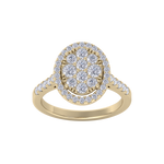 Load image into Gallery viewer, Oval cluster ring in yellow gold with white diamonds of 1.02 ct in weight