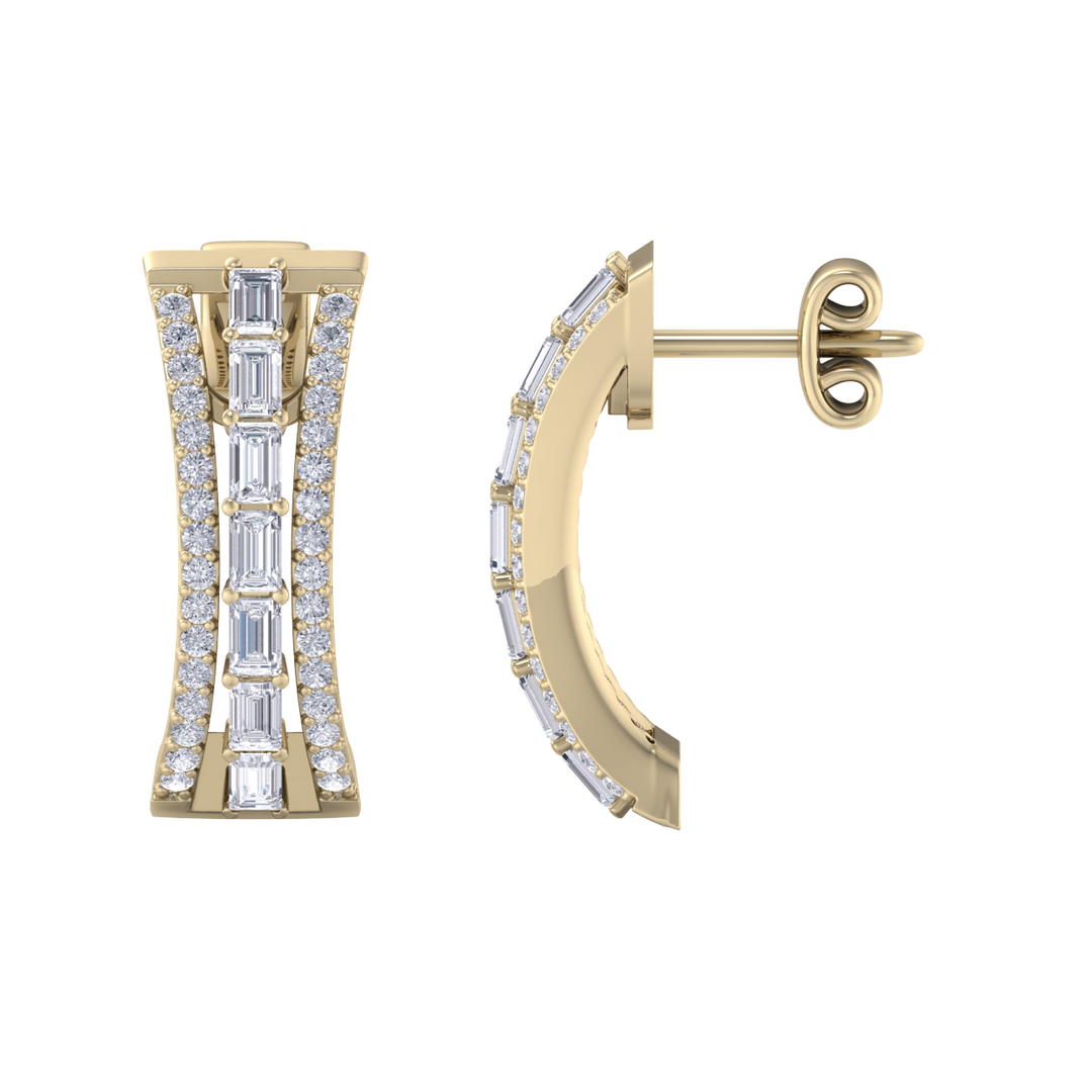 Diamond earrings in yellow gold with white diamonds of 1.13 ct in weight