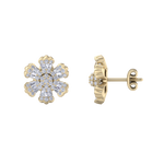 Load image into Gallery viewer, Flower stud earrings in yellow gold with white diamonds of 0.78 ct in weight