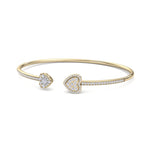 Load image into Gallery viewer, Hearts cuff bracelet in yellow gold with white diamonds of 0.56 ct in weight