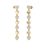 Load image into Gallery viewer, Dangle earrings with gold hearts in rose gold with white diamonds of 1.01 ct in weight